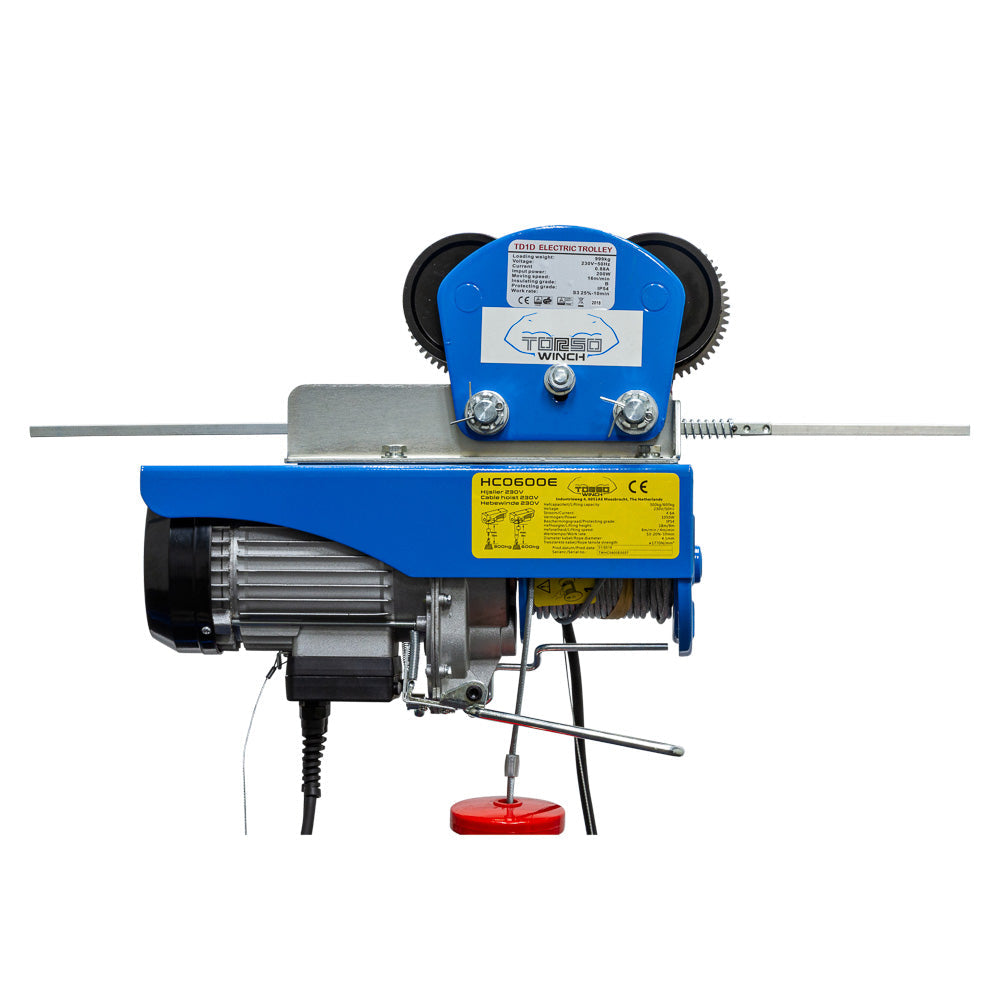Carrello motorizzato porta-paranco, portata-carico 1000 kg, per paranco elettrico, larghezza regolabile, Torso Wrench Olanda