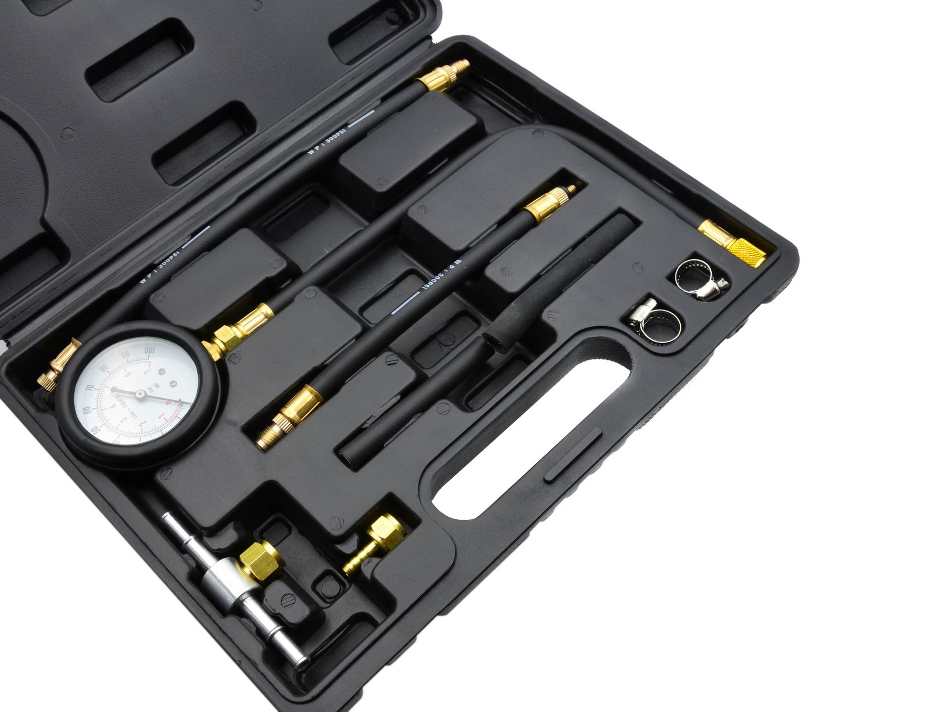 Kit tester pressione, compressione iniezione carburante, manometro diagnostico per carburante, set per testare la pressione della benzina dell’auto, 0 - 7 bar (0 - 100 PSI)