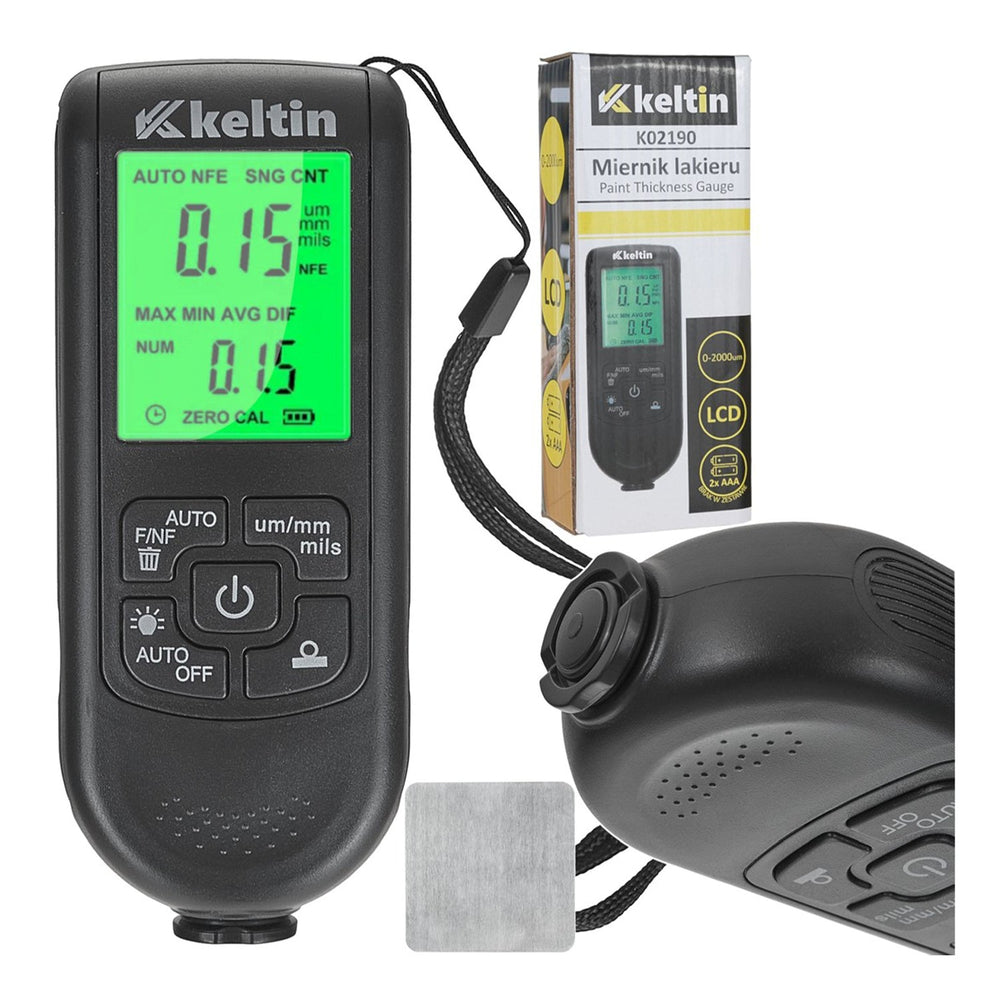 Tester spessore vernice auto portatile 0-2000 µm digitale LCD, misuratore del rivestimento, per vernici, profondità, Keltin