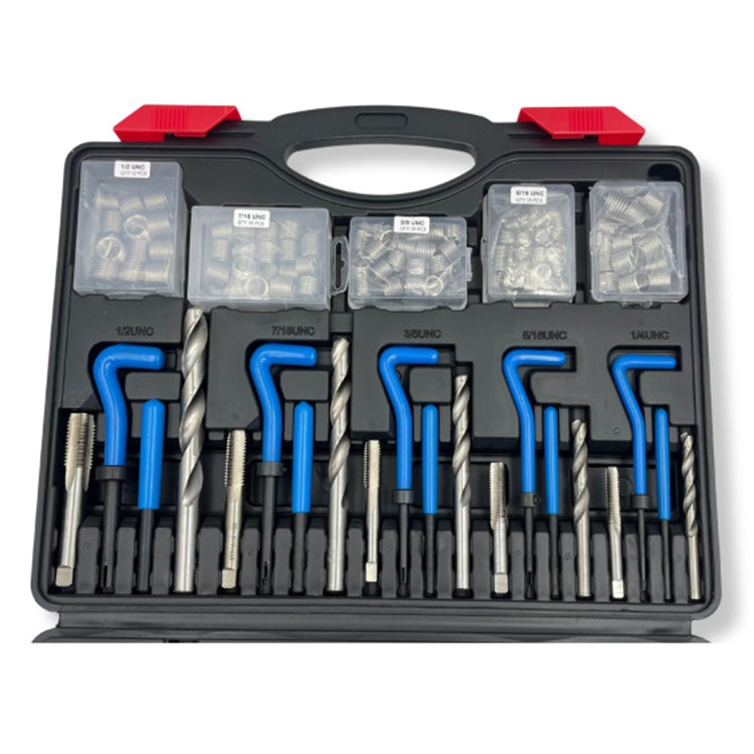 Kit di riparazione filetti, set di 314 pezzi, set di strumenti di riparazione filetti SAE e metrico elicoidale M5 M6 M8 M10 M12 1/4 5/16 3/8 7/16 1/2 pollici, set di riparazione filetti