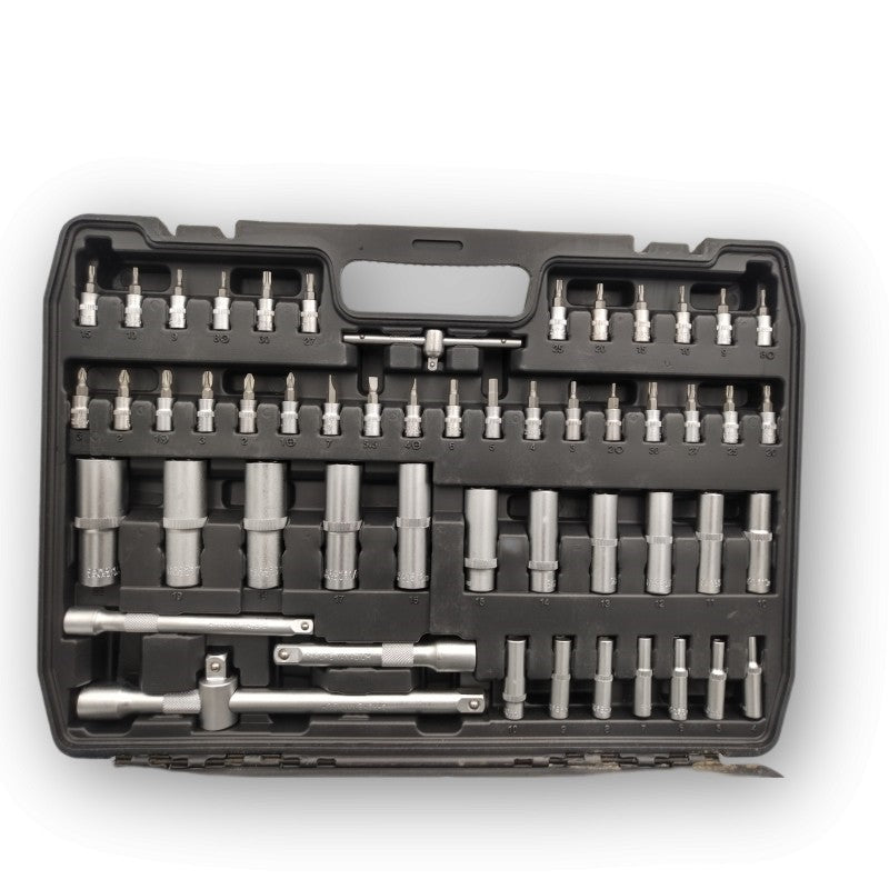 Valigetta utensili professionale 171 pezzi, serie di chiavi a bussola, torx cricchetti, prolunghe, kit attrezzi per auto, officina fai-da-te con attacchi 1/4" 3/8" 3/4"