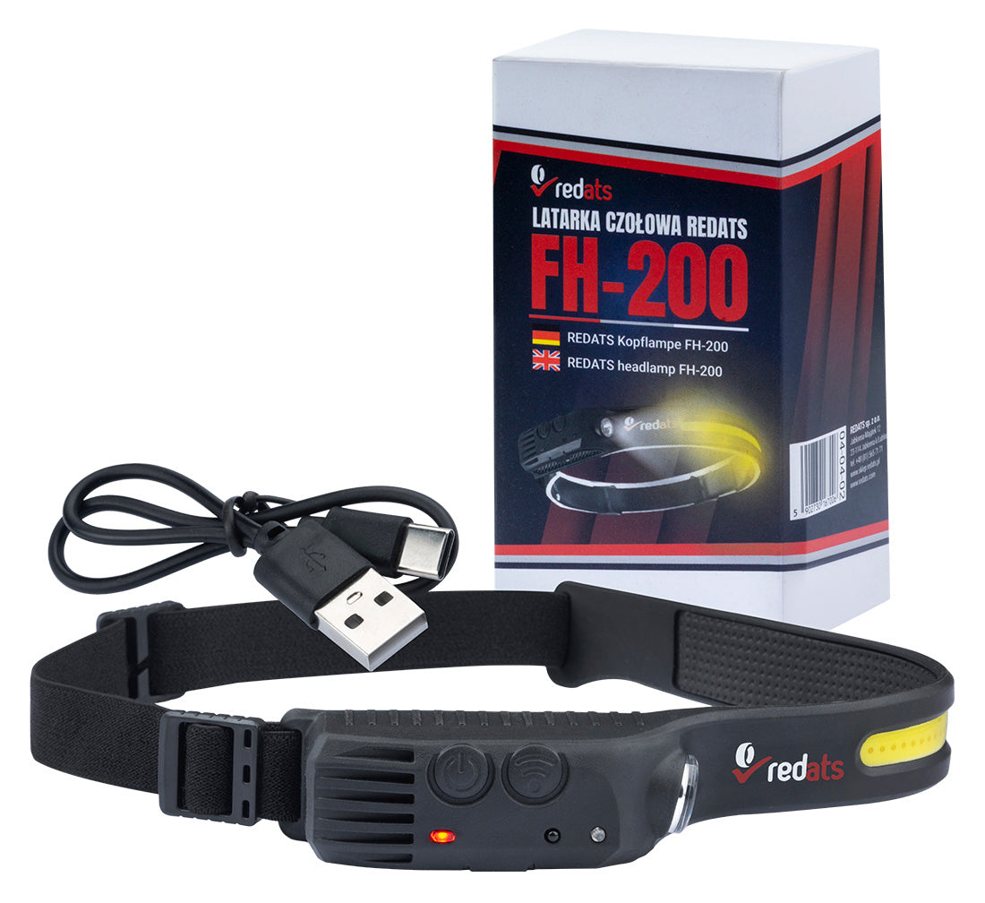 Torcia frontale con sensore Fh-200 a LED, ricaricabile, con movimento, batteria da 1200mAh