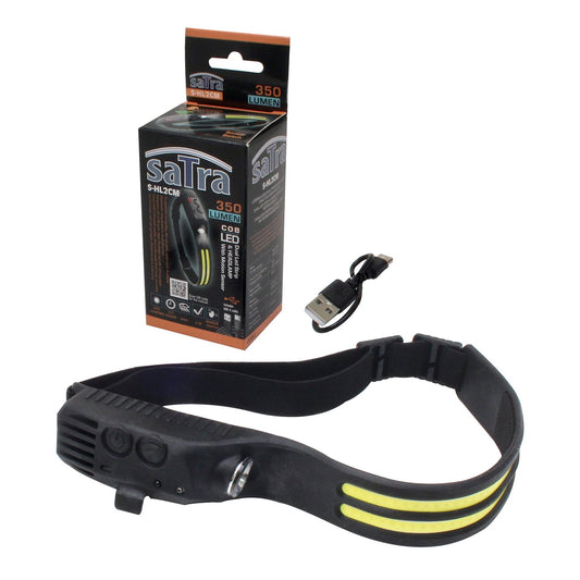 Torcia lampada frontale ricaricabile a LED COB 3-5w 350 lm, con sensore di movimento Satra
