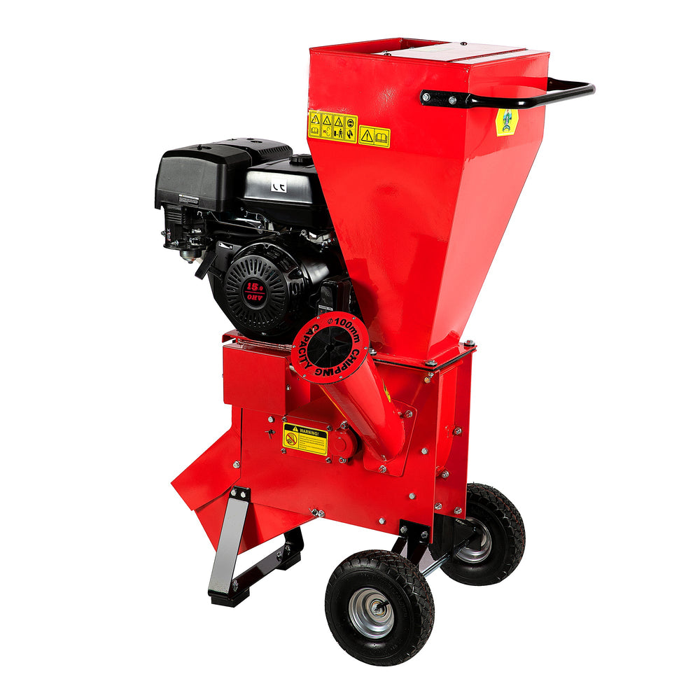 Trituratore verticale per rami e tronchi a benzina, biotrituratore a scoppio, cippatore, 15 CV 420 CC, con serbatoio 6 litri,da hobby e fai da te