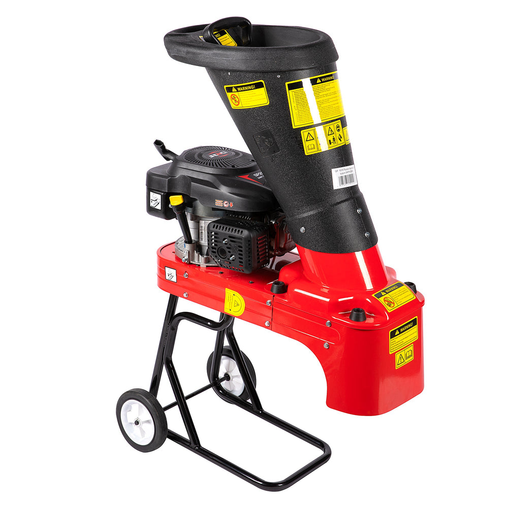 Trituratore verticale per rami e tronchi a benzina, biotrituratore a scoppio, cippatore, 5 CV 159 CC, da hobby e fai da te
