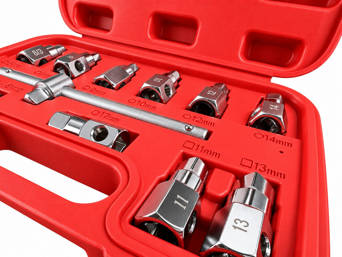 Set-kit chiavi bussol, tappo di scarico noci, attrezzi per auto e autocarri officina, 12 pezzi Gebo Tools