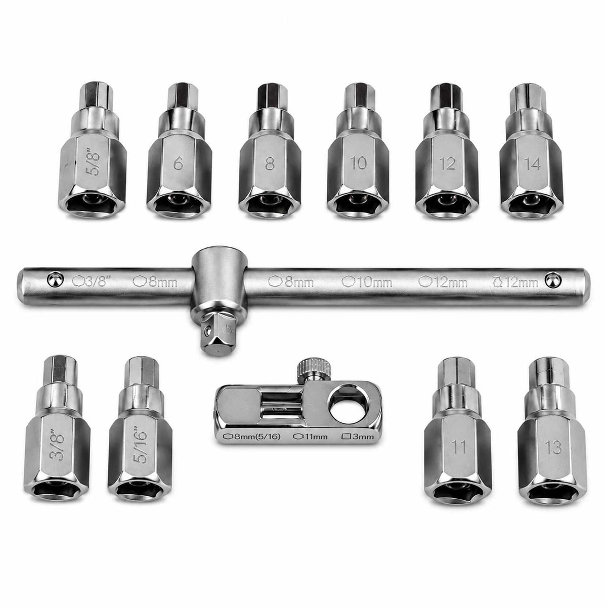Set-kit chiavi bussol, tappo di scarico noci, attrezzi per auto e autocarri officina, 12 pezzi Gebo Tools