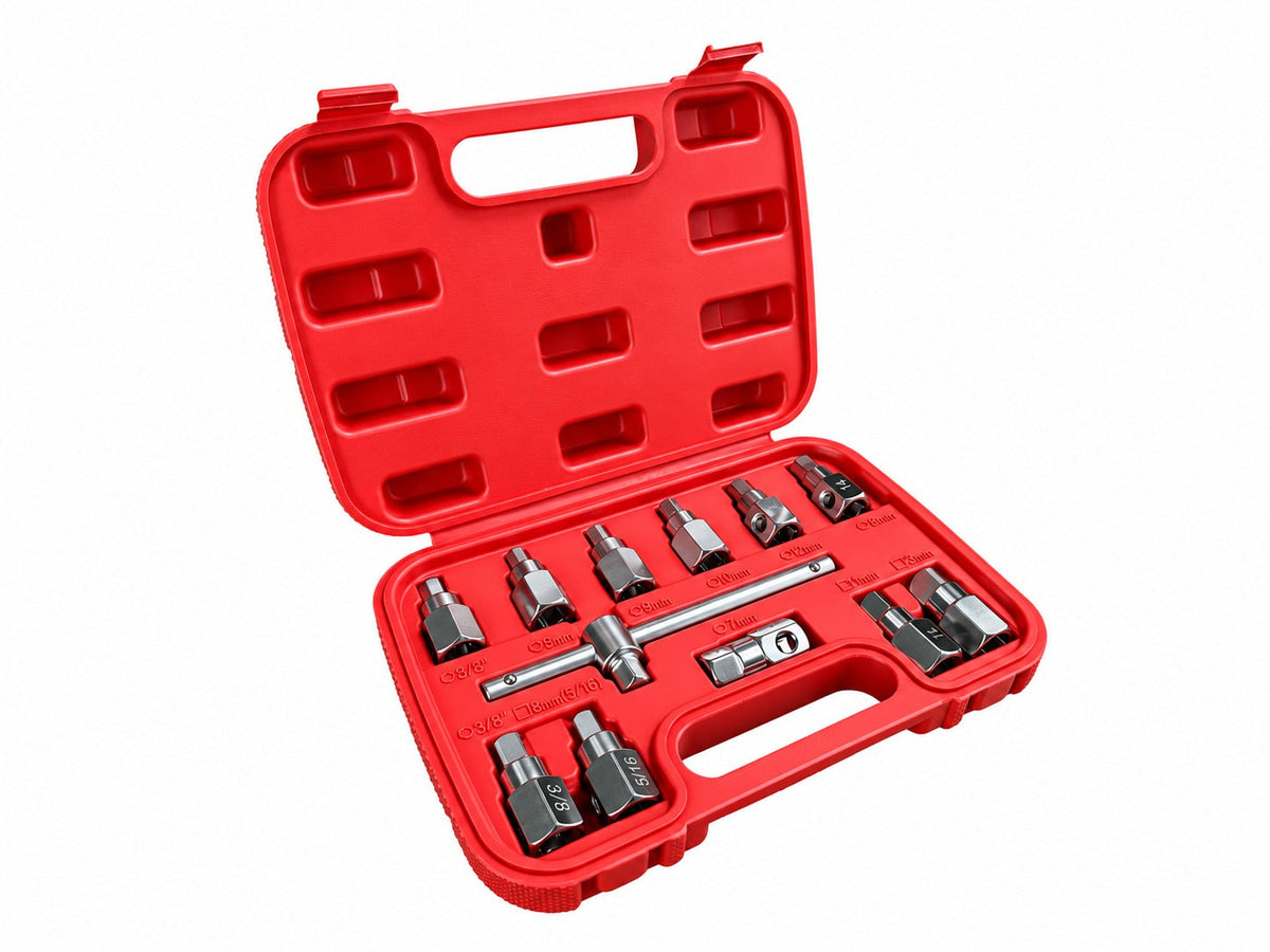 Set-kit chiavi bussol, tappo di scarico noci, attrezzi per auto e autocarri officina, 12 pezzi Gebo Tools