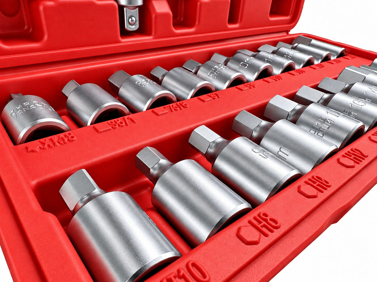 Set-kit chiavi bussole,tappo di scarico noci, attrezzi per auto e autocarri officina 21 pezzi Gebo Tools