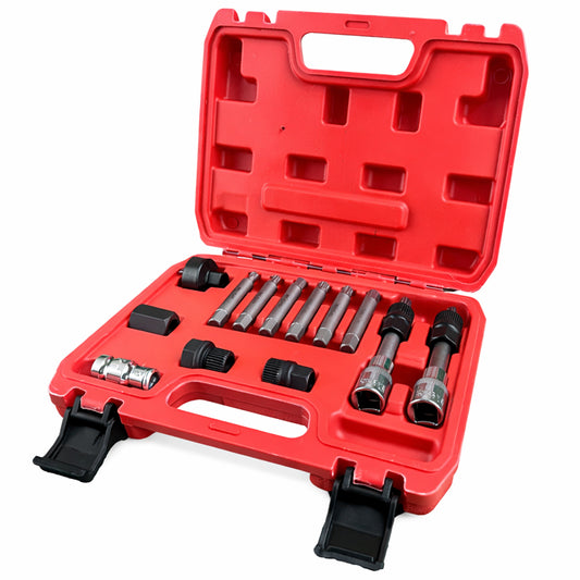 Set-kit chiavi smontaggio puleggia alternatore motore auto, svita avvita 1/2'', per pulegge libere universali 13 pezzi Gebo Tools
