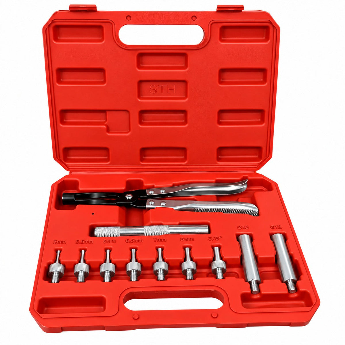 Kit-set pinze e adattatori per rimozione-sostituzione-installazione guarnizioni valvole, 11 pezzi Gebo Tools