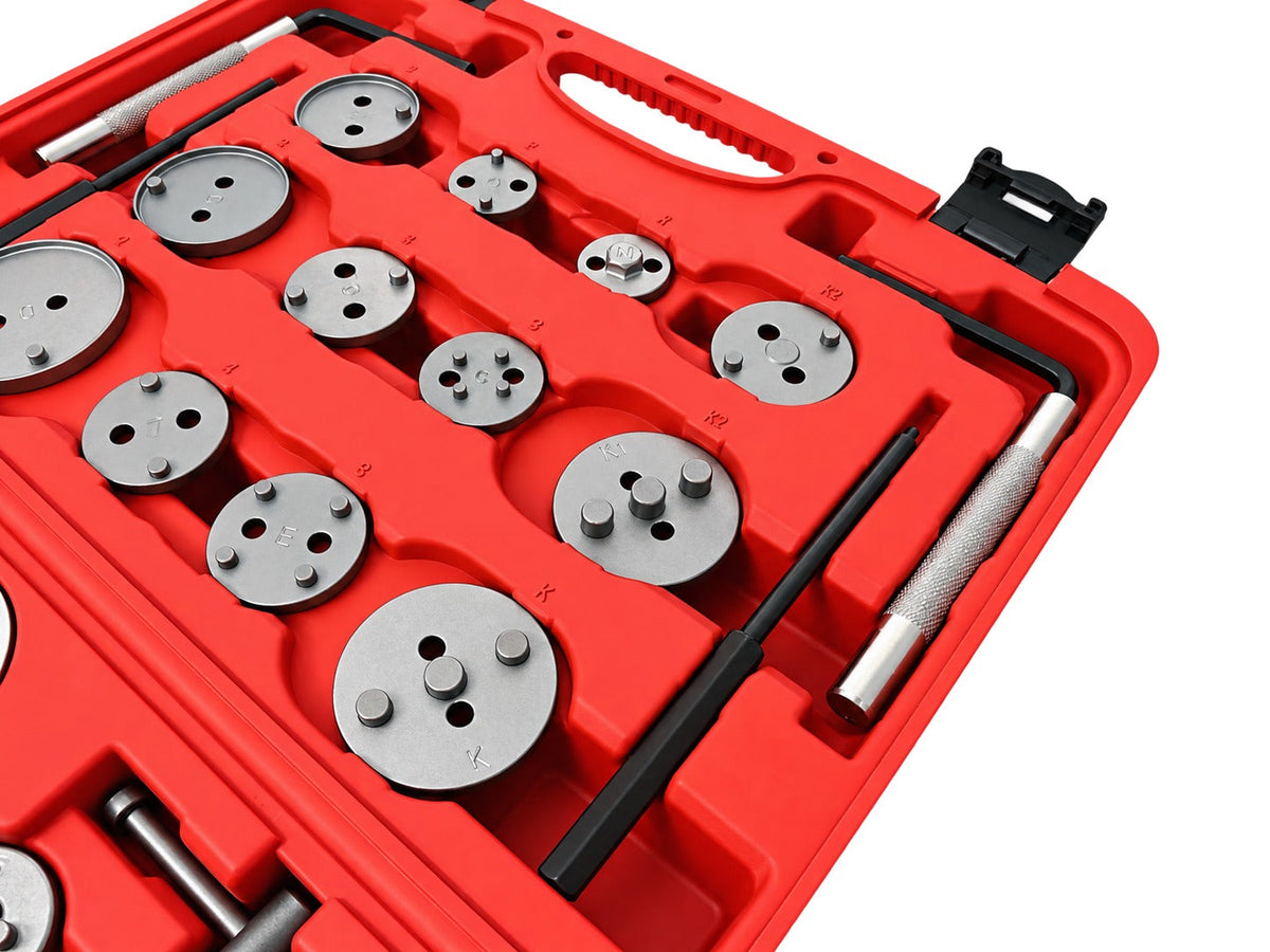Set-kit pressa per pistoncini delle pinze freno, strumento universale per la retrazione del pistone, arretratore freni a disco 35 pezzi Gebo Tools