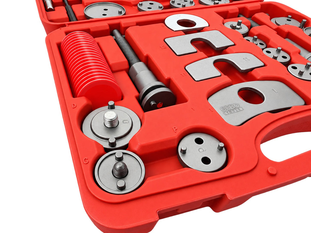 Set-kit pressa per pistoncini delle pinze freno, strumento universale per la retrazione del pistone, arretratore freni a disco 35 pezzi Gebo Tools