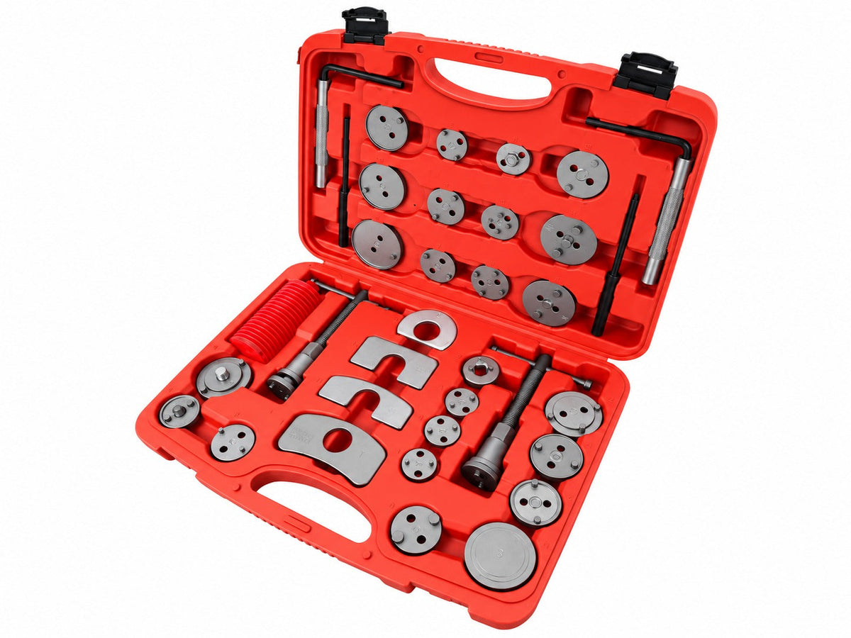 Set-kit pressa per pistoncini delle pinze freno, strumento universale per la retrazione del pistone, arretratore freni a disco 35 pezzi Gebo Tools