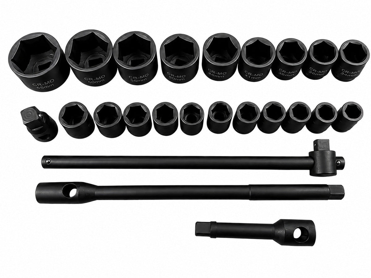 Set bussole a impatto con cricchetto e prolunghe 3/4" 1'', 26 pezzi Gebo Tools