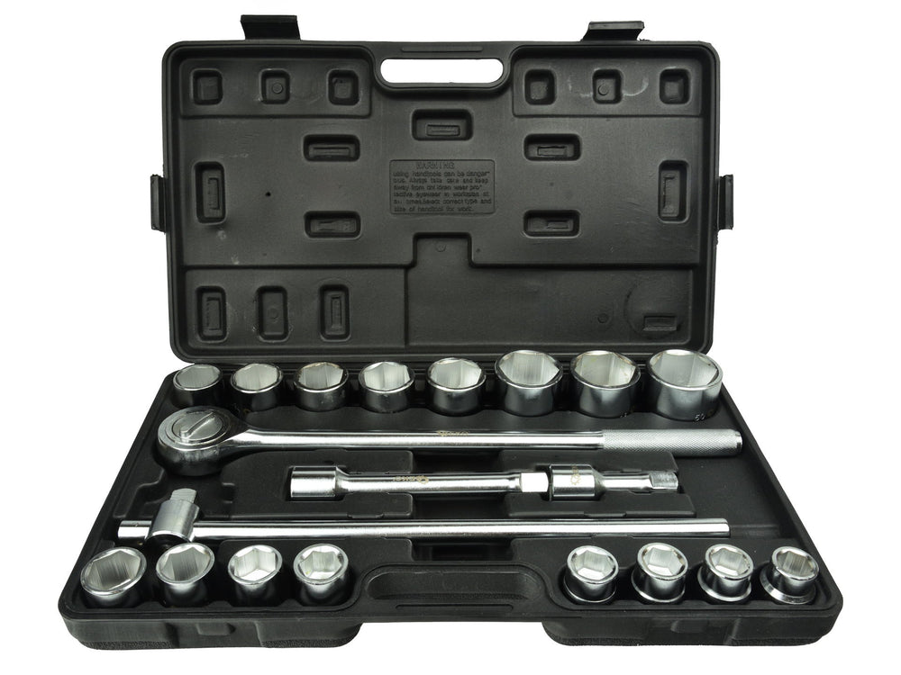 Kit chiavi a bussola,cricchetto e prolunghe 3/4'', 19-50 mm, kit attrezzi per auto, officina, fai-da-te ,21 pezzi Geko