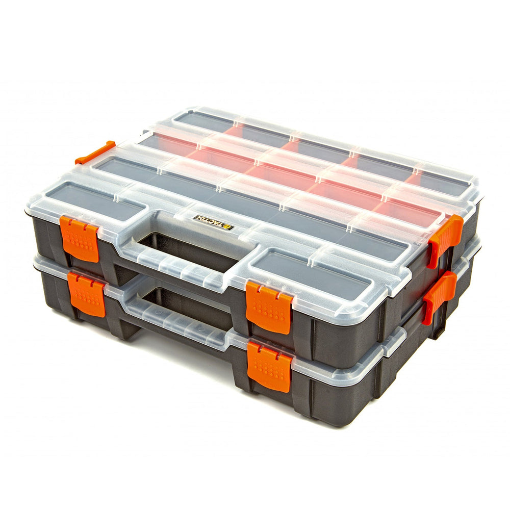Valigetta in plastica portaminuteria doppia,organizer portautensili, 35.5x29x6.7 cm