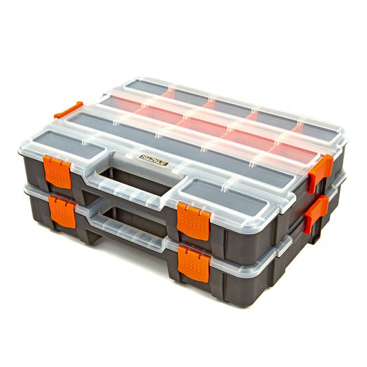 Valigetta in plastica portaminuteria doppia,organizer portautensili, 35.5x29x6.7 cm