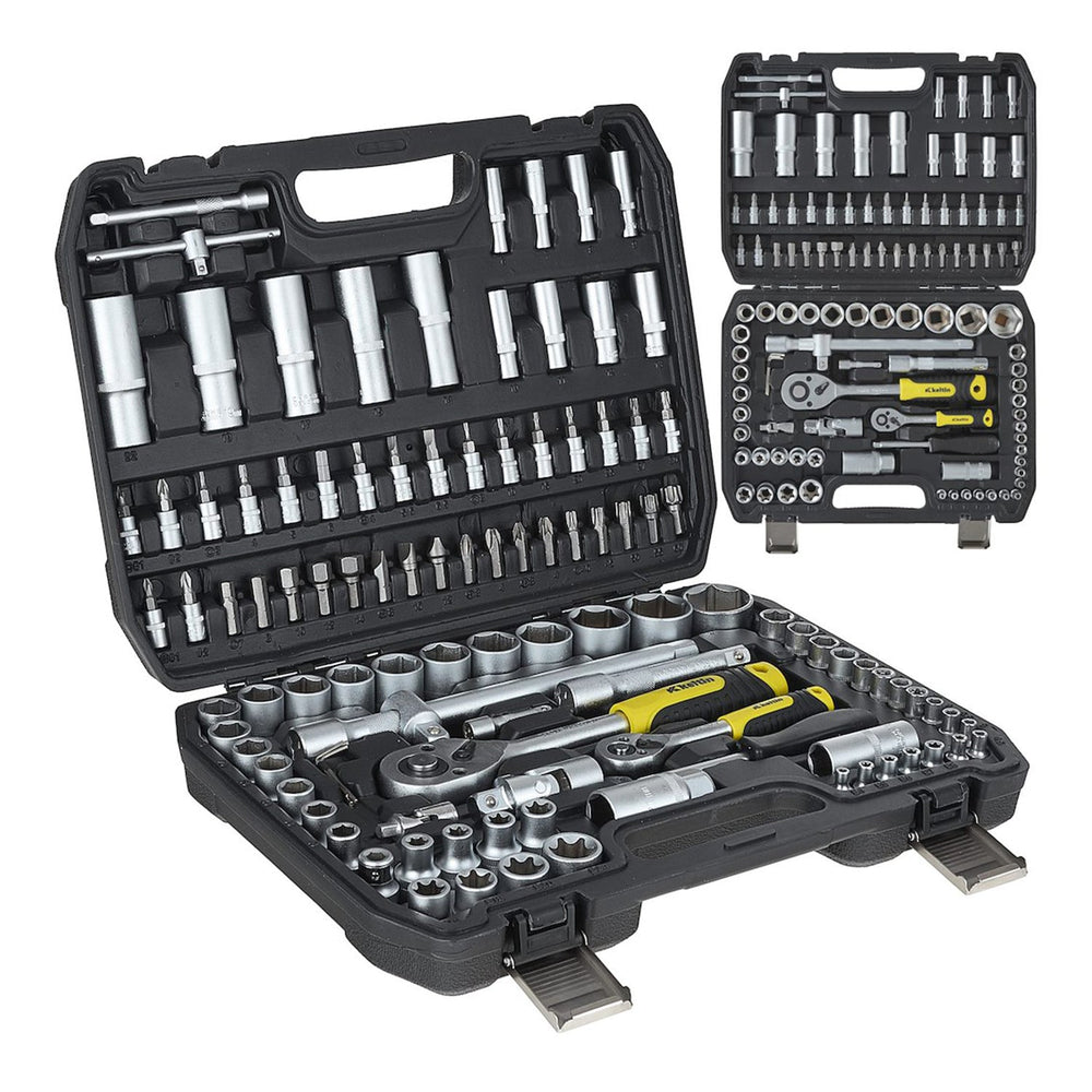 Valigetta utensili professionale 108 pezzi, serie di chiavi a bussola in Cr-V, torx, cricchetti, prolunghe, kit attrezzi per auto, officina fai-da-te con attacchi 1/2" e 1/4", Keltin