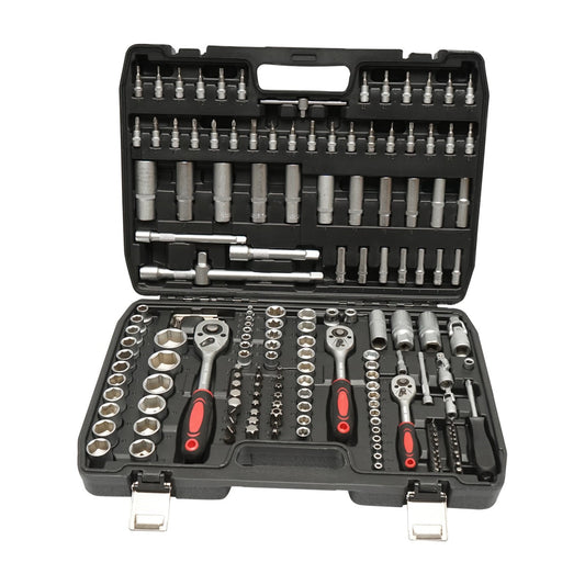 Valigetta utensili professionale 172 pezzi, serie di chiavi a bussola, torx cricchetti, prolunghe, kit attrezzi per auto, officina fai-da-te