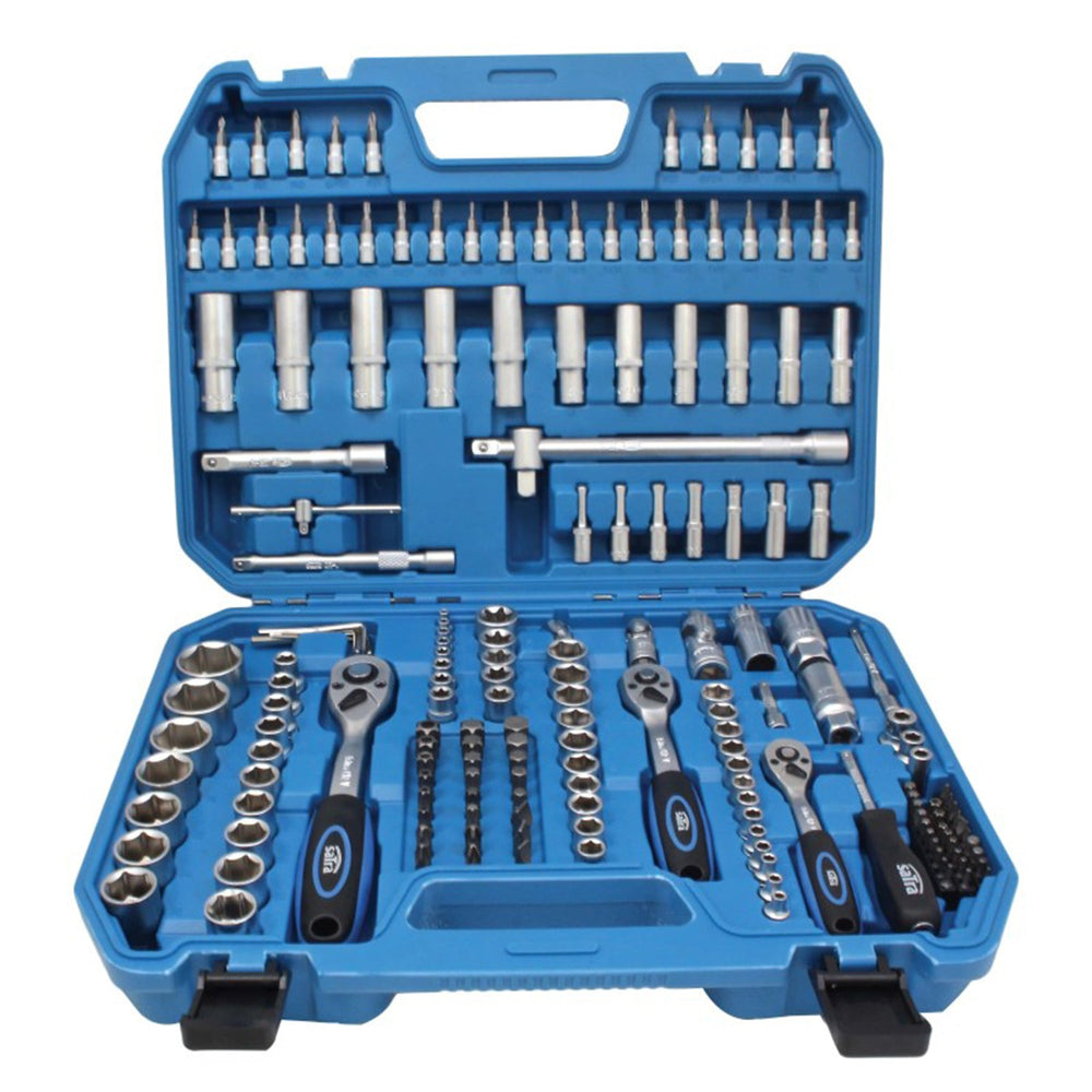 Valigetta utensili professionale 179 pezzi, serie di chiavi a bussola, inserti, cricchetti, prolunghe, kit attrezzi per auto, officina fai-da-te con attacchi  1/4" 3/8" 1/2" Satra
