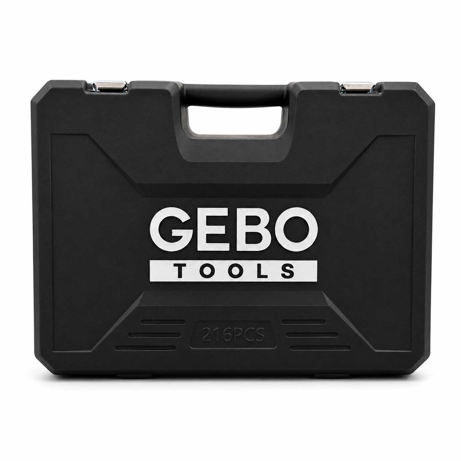 Valigetta utensili professionale, set di chiavi a bussola, inserti Torx cricchetti, chiavi combinate, chiavi a brugola, prolunghe, kit attrezzi per auto, officina fai-da-te con attacchi 1/4" 1/2'' 3/8'', 216 pezzi Gebo Tools