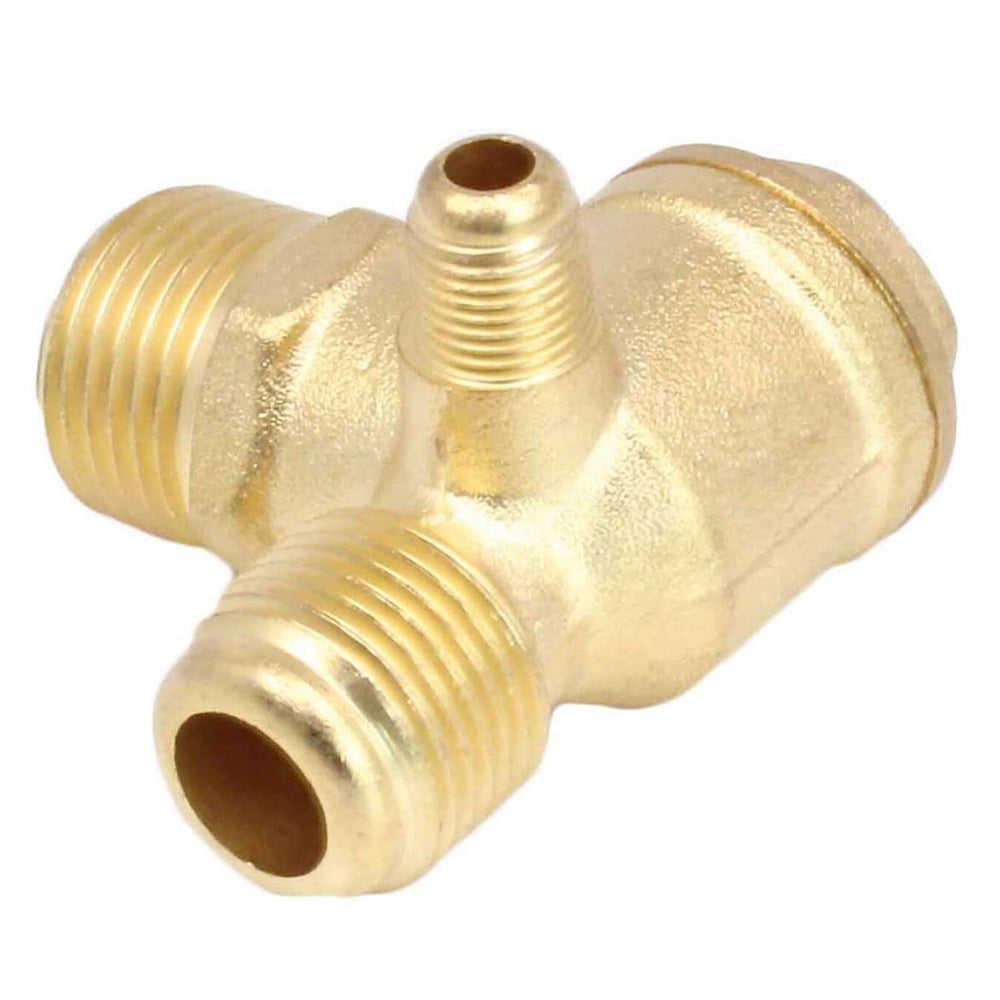 Valvola di non ritorno/di ritegno per compressore d'aria, filettatura esterna a 3 vie, in ottone 90 gradi