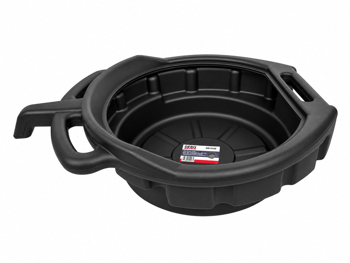 Vaschetta rotonda per recupero liquidi professionale, scarico e raccolta olio esausto, cambio auto, bacinella con beccuccio, per officina e garage, diametro 410 mm, 15 litri Gebo Tools