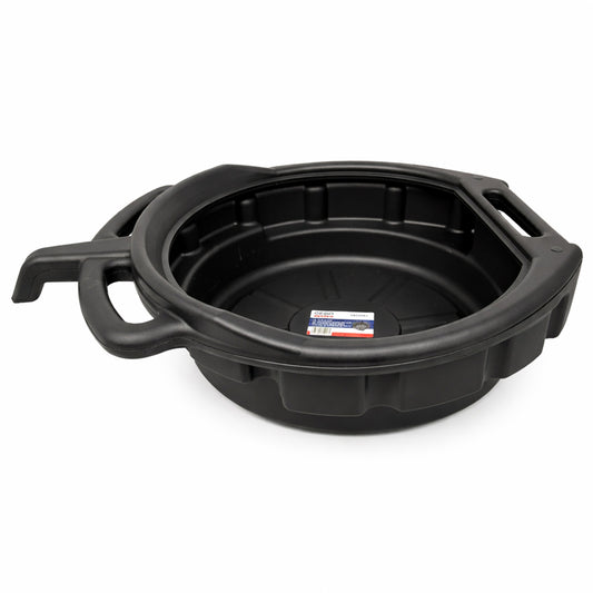 Vaschetta rotonda per recupero liquidi professionale, scarico e raccolta olio esausto, cambio auto, bacinella con beccuccio, per officina e garage, diametro 410 mm, 15 litri Gebo Tools