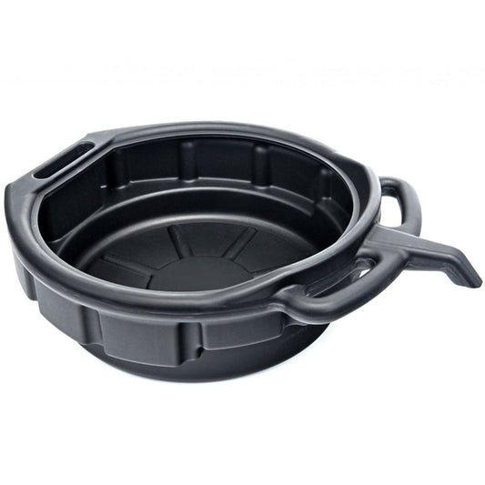 Vaschetta rotonda per recupero liquidi professionale, scarico e raccolta olio esausto, cambio auto, bacinella con beccuccio, per officina e garage, diametro 410 mm, 15 litri