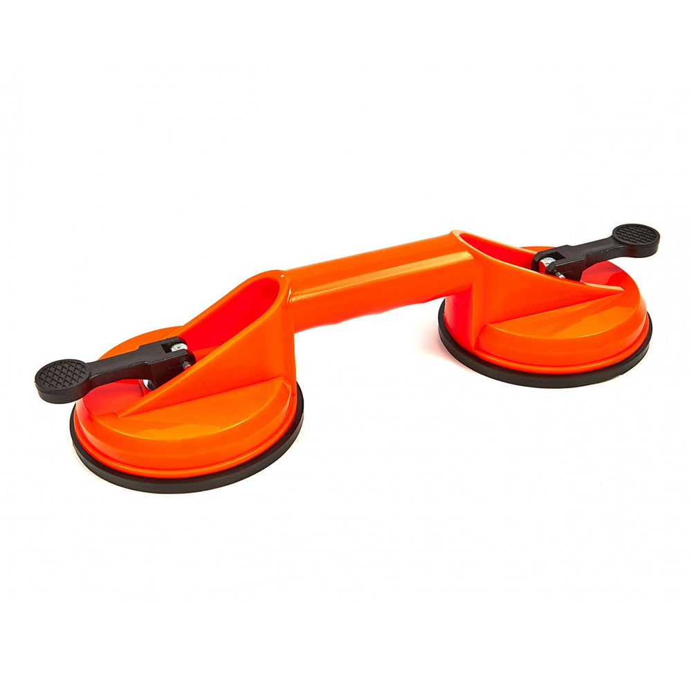 Ventosa doppia manuale verticale per vetro, capacità 60 kg,diametro 118 mm
