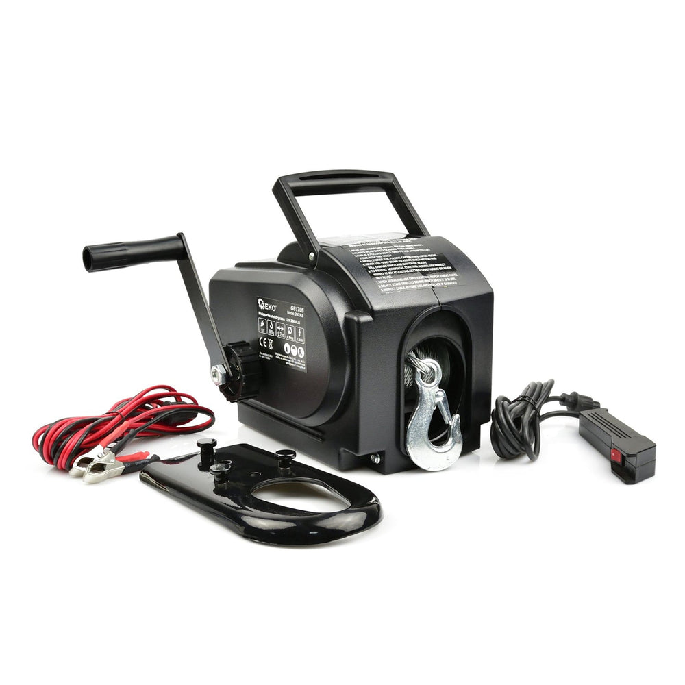 Verricello elettrico portatile, 12 v, portata massima 2000 lb / 907 kg, cavo in acciaio da 3 m ,ideale per traino di veicoli, barche e attrezzature