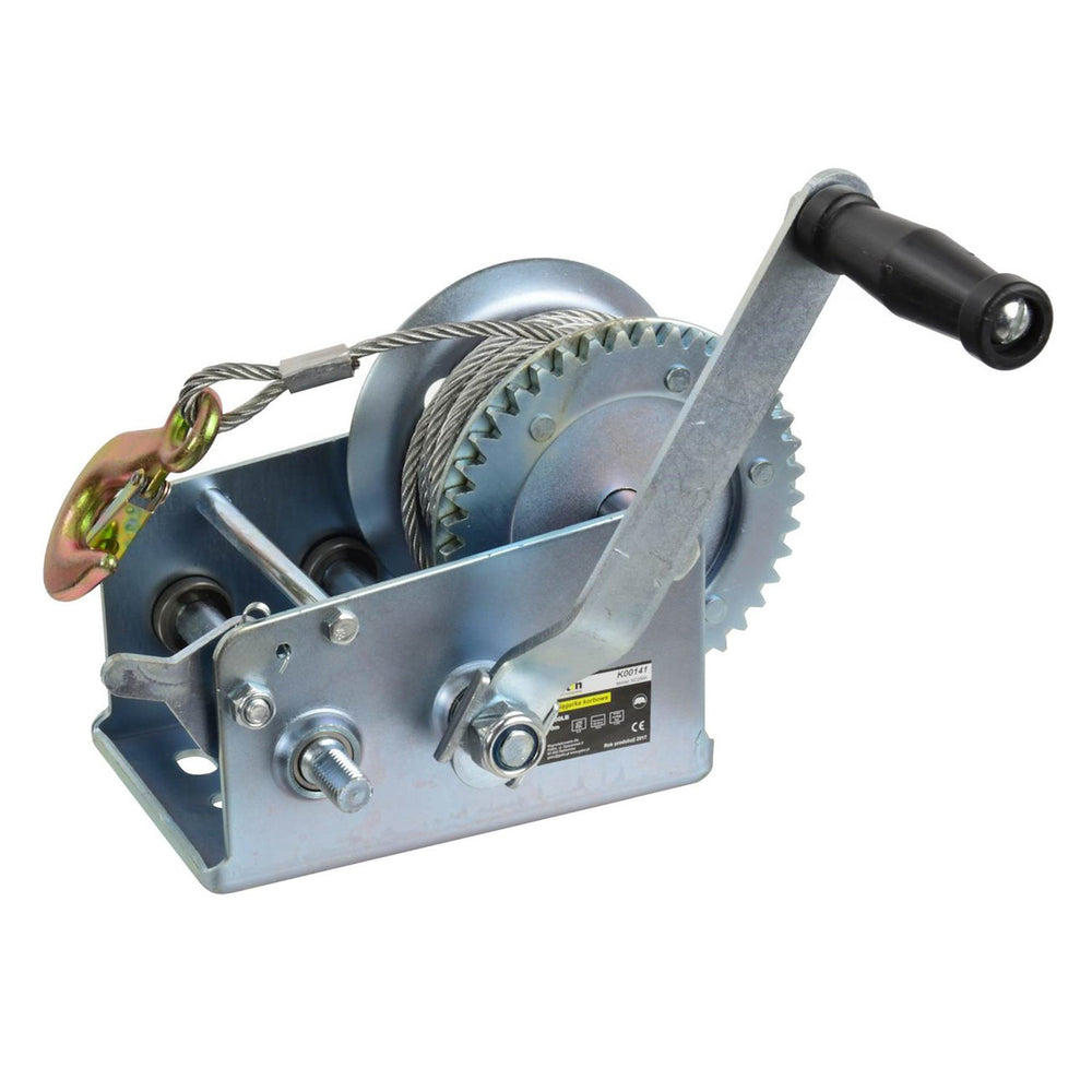 Verricello manuale, portata massima 1134 kg, cavo in acciaio da 10 m, ideale per traino auto