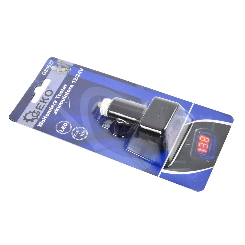 Voltmetro con display digitale a LED, tester batterie auto, di corrente e di tensione 12/24 v Geko