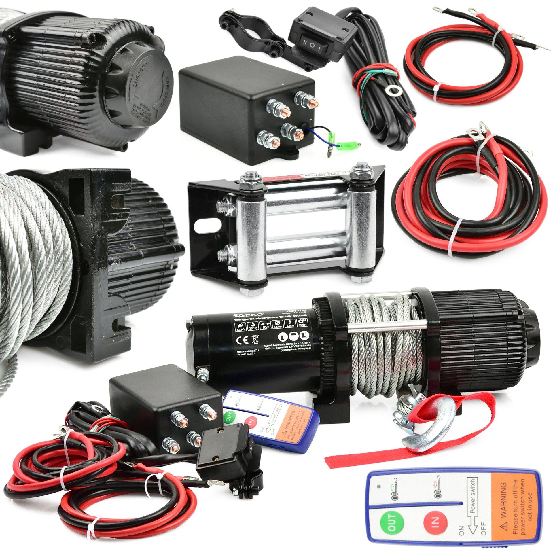 Verricello, portata massima 4500 lb / 2041 kg, ideale per traino di veicoli, barche e attrezzature, con telecomando wireless senza fili, 12 V