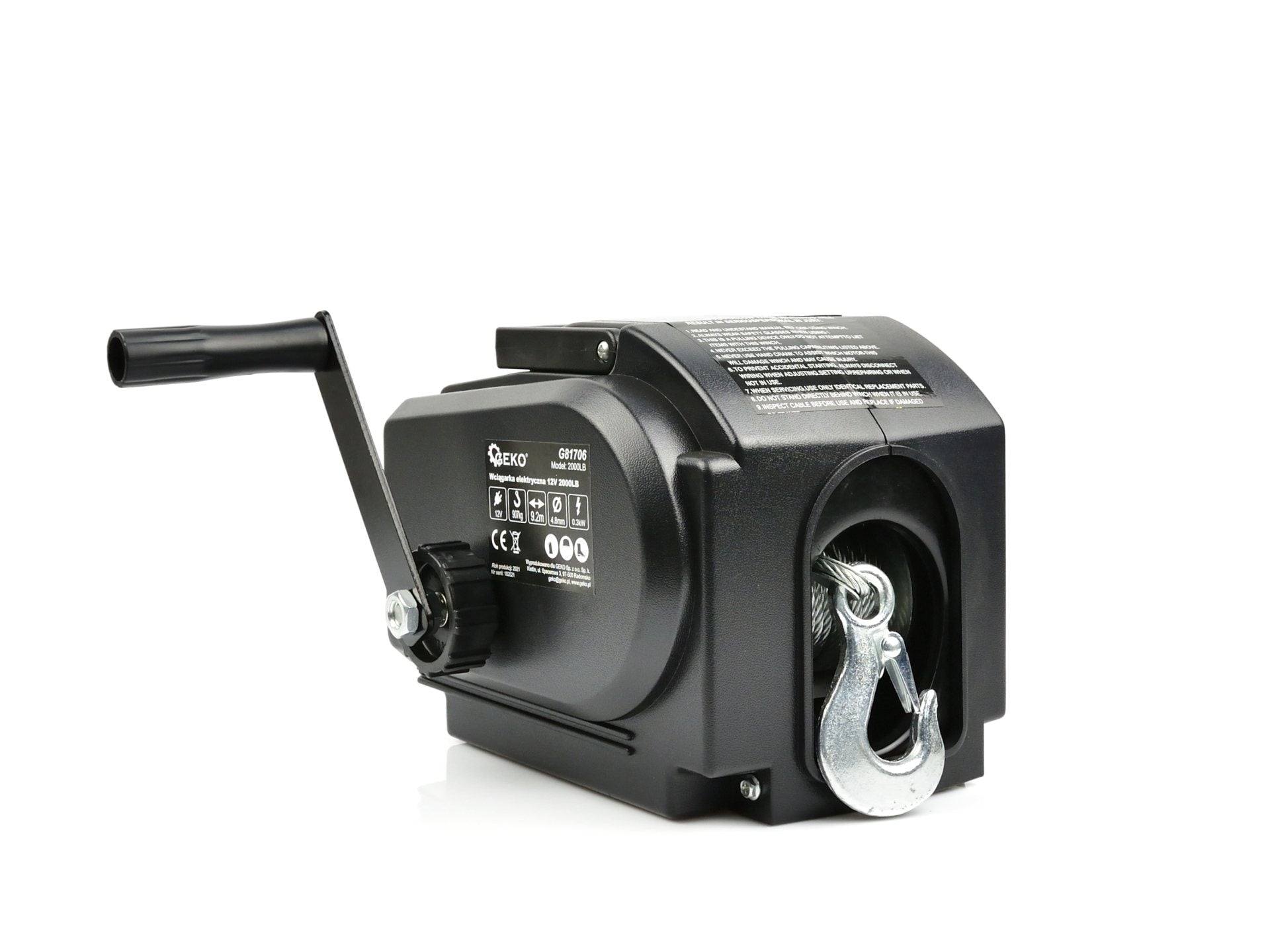 Verricello elettrico, portata massima 2000 lb / 907 kg, cavo in acciaio da 200 cm, ideale per traino auto, 12 V