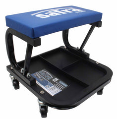 Sgabello da officina, sgabello da lavoro blu con 4 ruote ripiano, sgabello da officina con rotelle, 120kg Satra