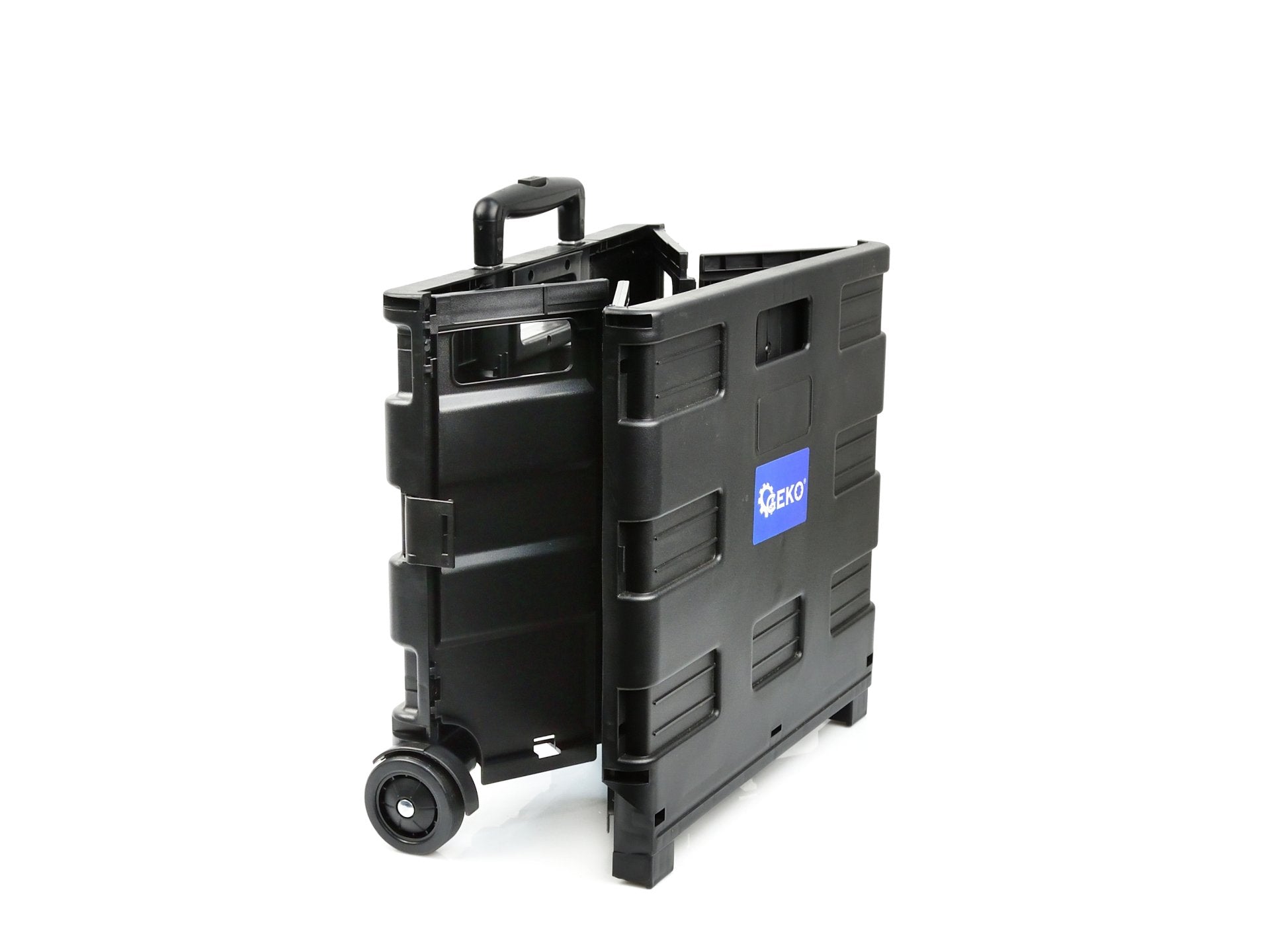 Carrello pieghevole, trolley porta oggetti con 2 ruote richiudibile per trasporto con manico telescopico in alluminio, capacità 35 kg Geko