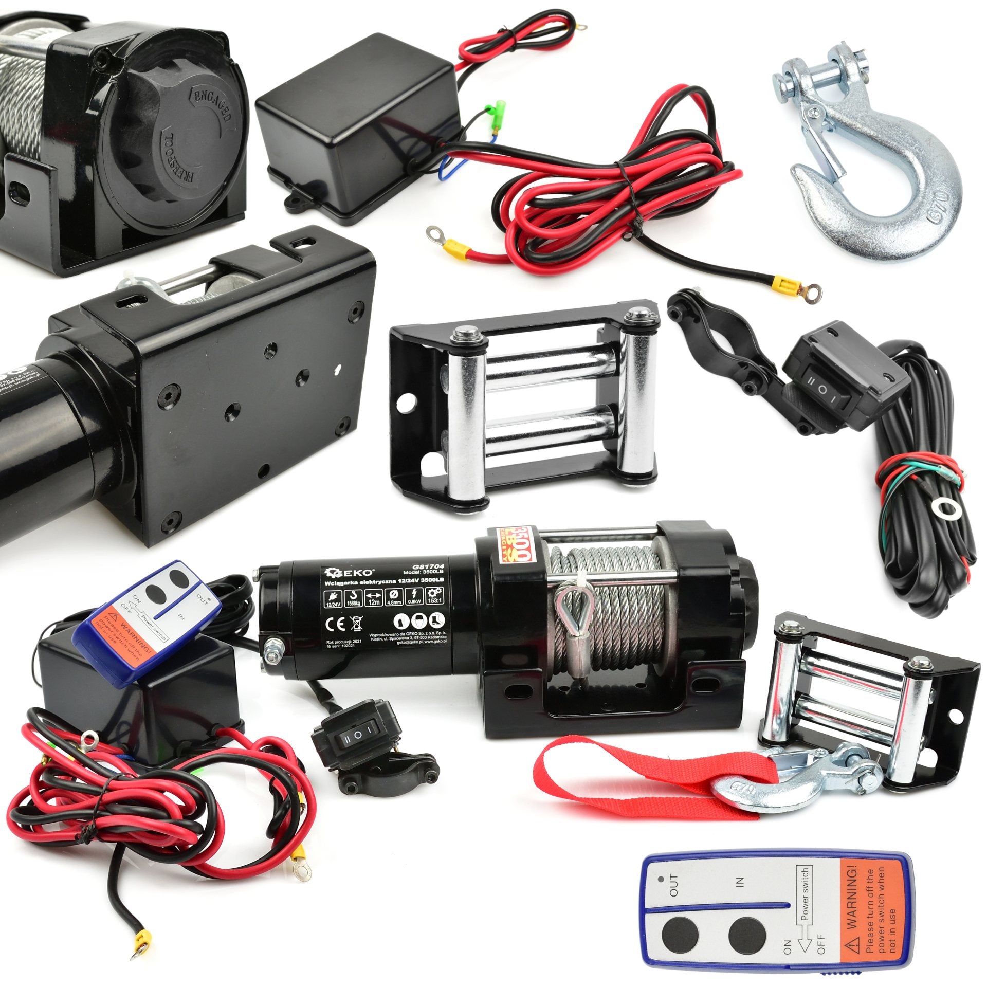 Verricello, portata massima 3500 lb / 1588 kg, ideale per traino di veicoli, barche e attrezzature, con telecomando wireless senza fili, 12 V