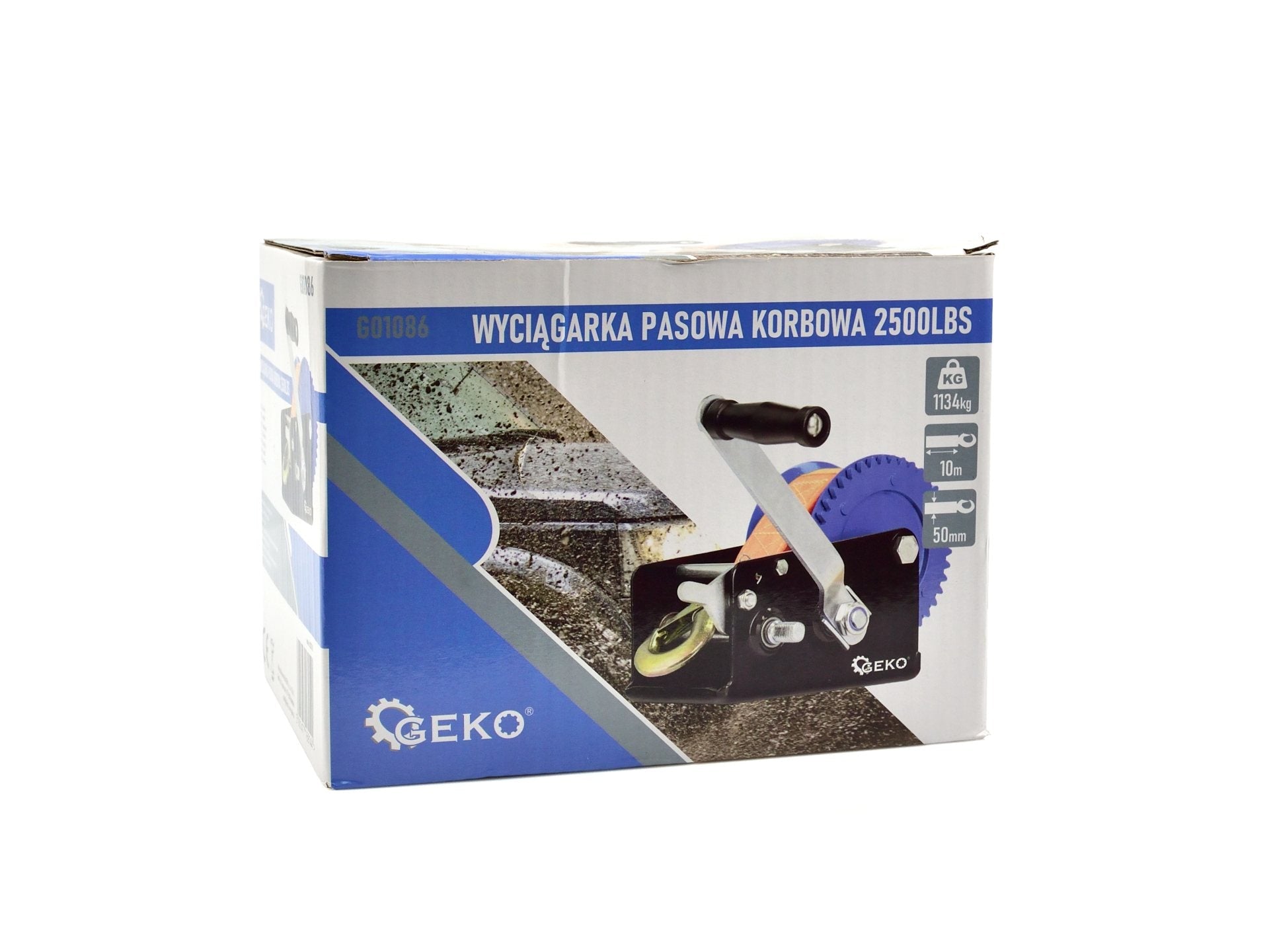 Verricello manuale con cinghia da 10m, verricello resistente per rimorchi auto, camion e recupero di emergenze, verricello manuale a cinghia, portata 1133 kg