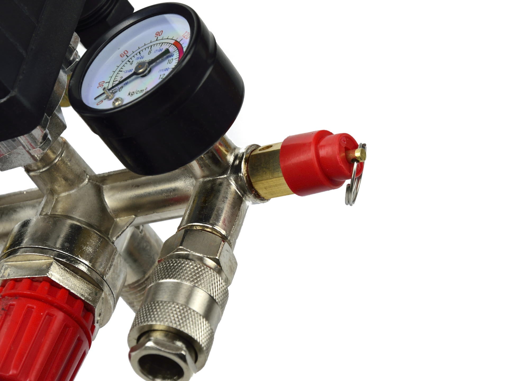 Regolatore di pressione con pressostato per compressore e 2 display manometri, pressostato compressore d'aria, Geko