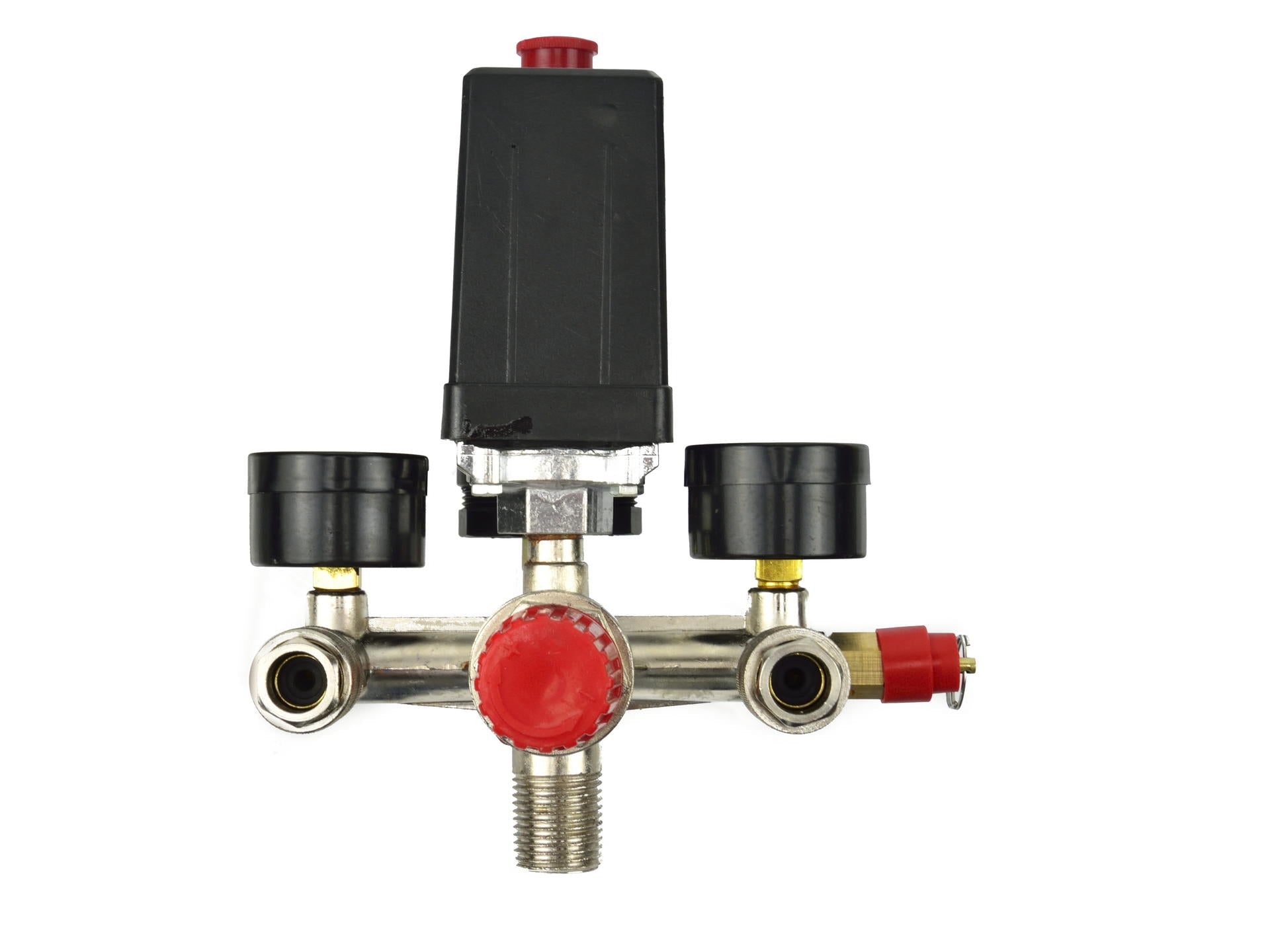 Regolatore di pressione con pressostato per compressore e 2 display manometri, pressostato compressore d'aria, Geko