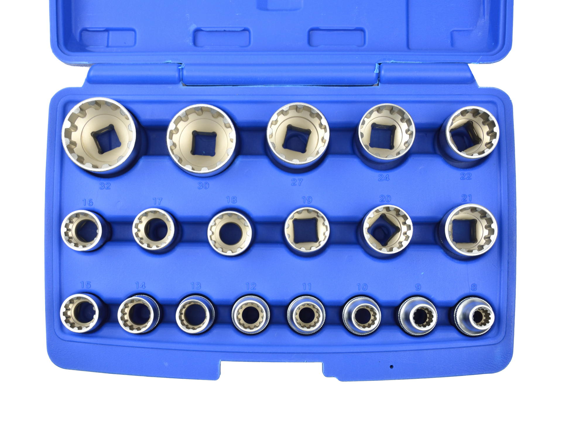 Chiavi a bussola 1/2" metriche 8-32 mm e pollici, impronta Torx XZN, poligonale, Vario Plus