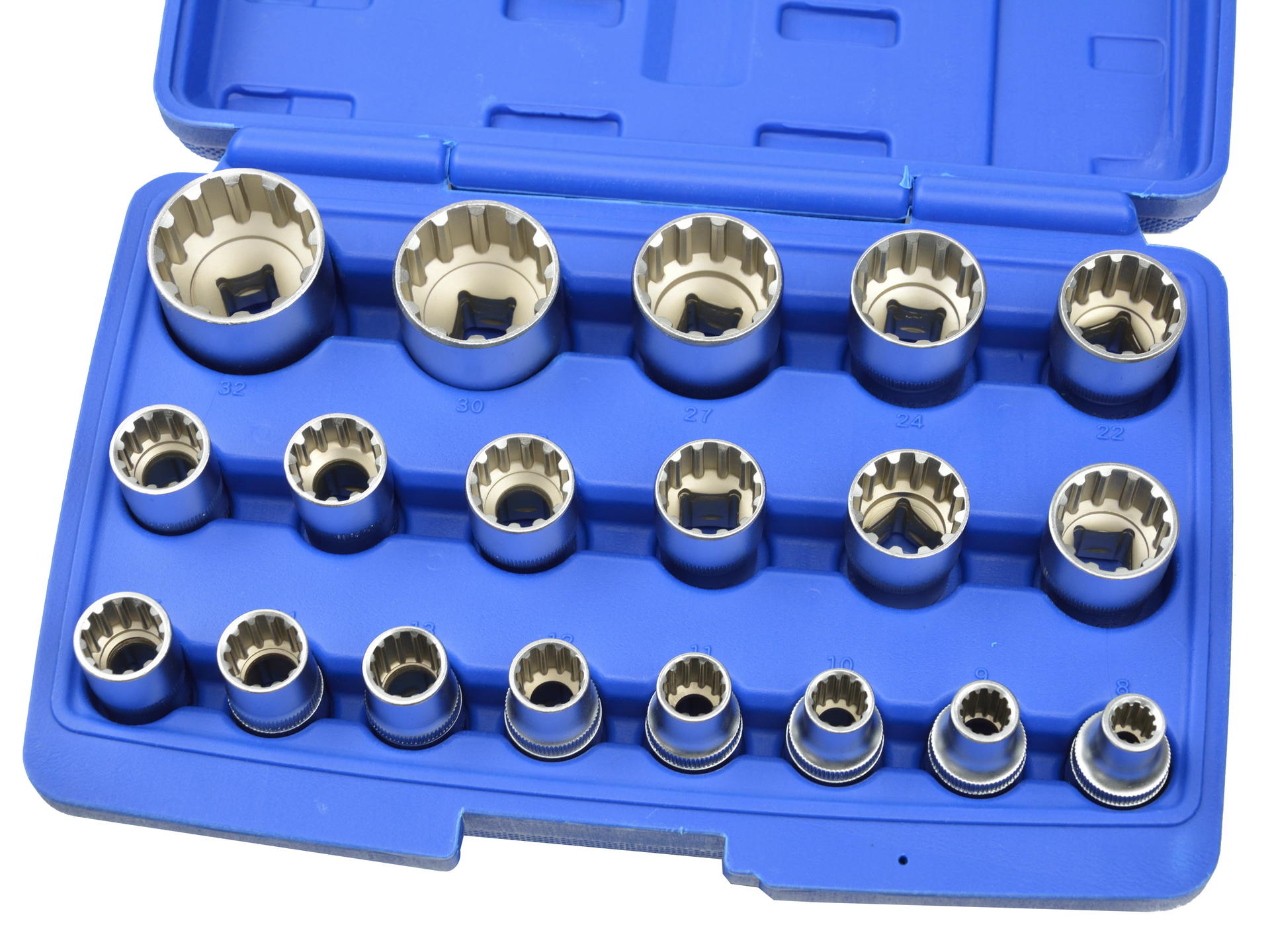 Chiavi a bussola 1/2" metriche 8-32 mm e pollici, impronta Torx XZN, poligonale, Vario Plus