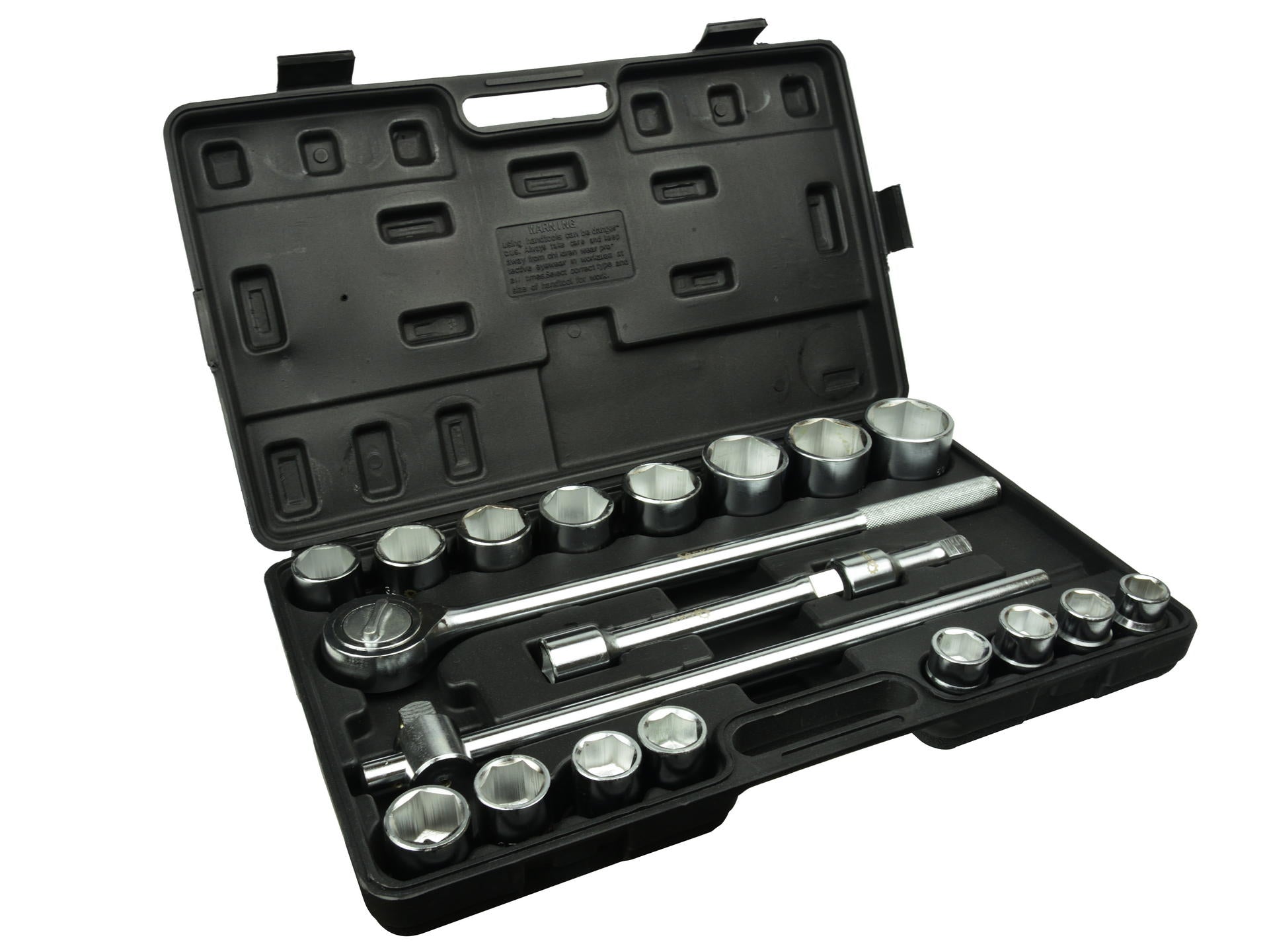 Set di bussole con cricchetto reversibile, esagonali, estensibile, 19–50 mm (3/4"), 21 pz., con prolunghe, Geko