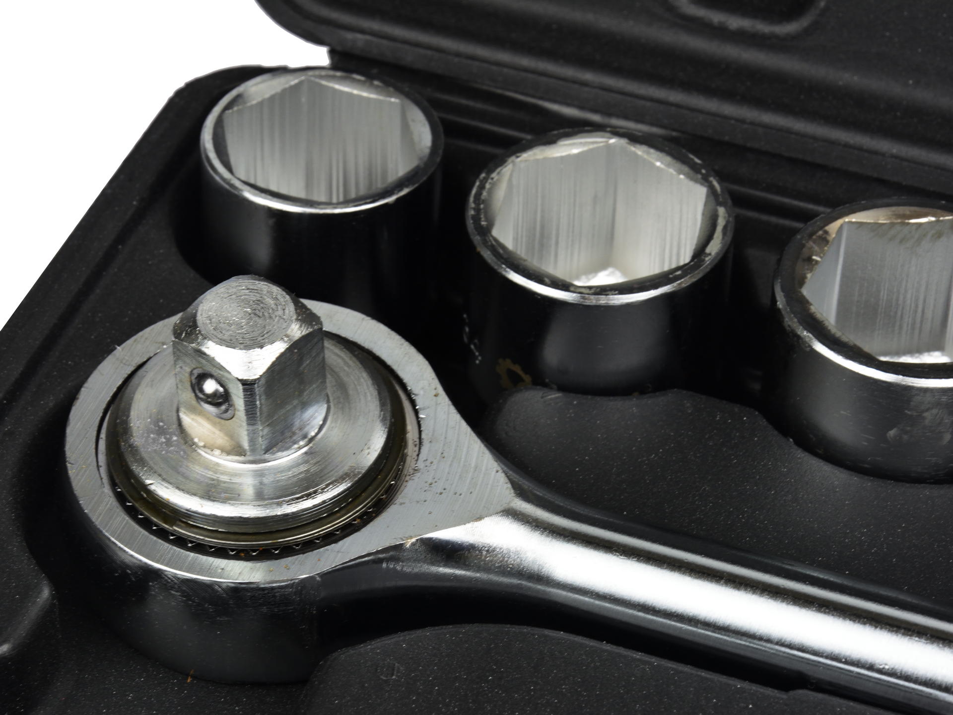 Set di bussole con cricchetto reversibile, esagonali, estensibile, 19–50 mm (3/4"), 21 pz., con prolunghe, Geko