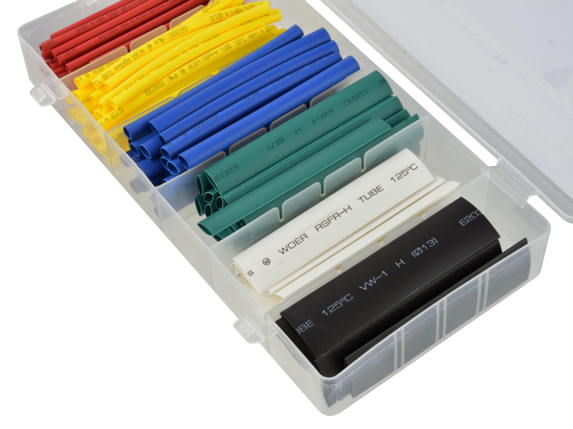 Set di guaina termorestringente 128 pezzi, tubi termoretraibili, impermeabili, nero, blu, rosso, giallo, verde, bianco 2,5-13 mm, per cavi di isolamento, kit di tubi termorestringenti, assortimento di manicotti per avvolgimento di cavi isolanti elettrici