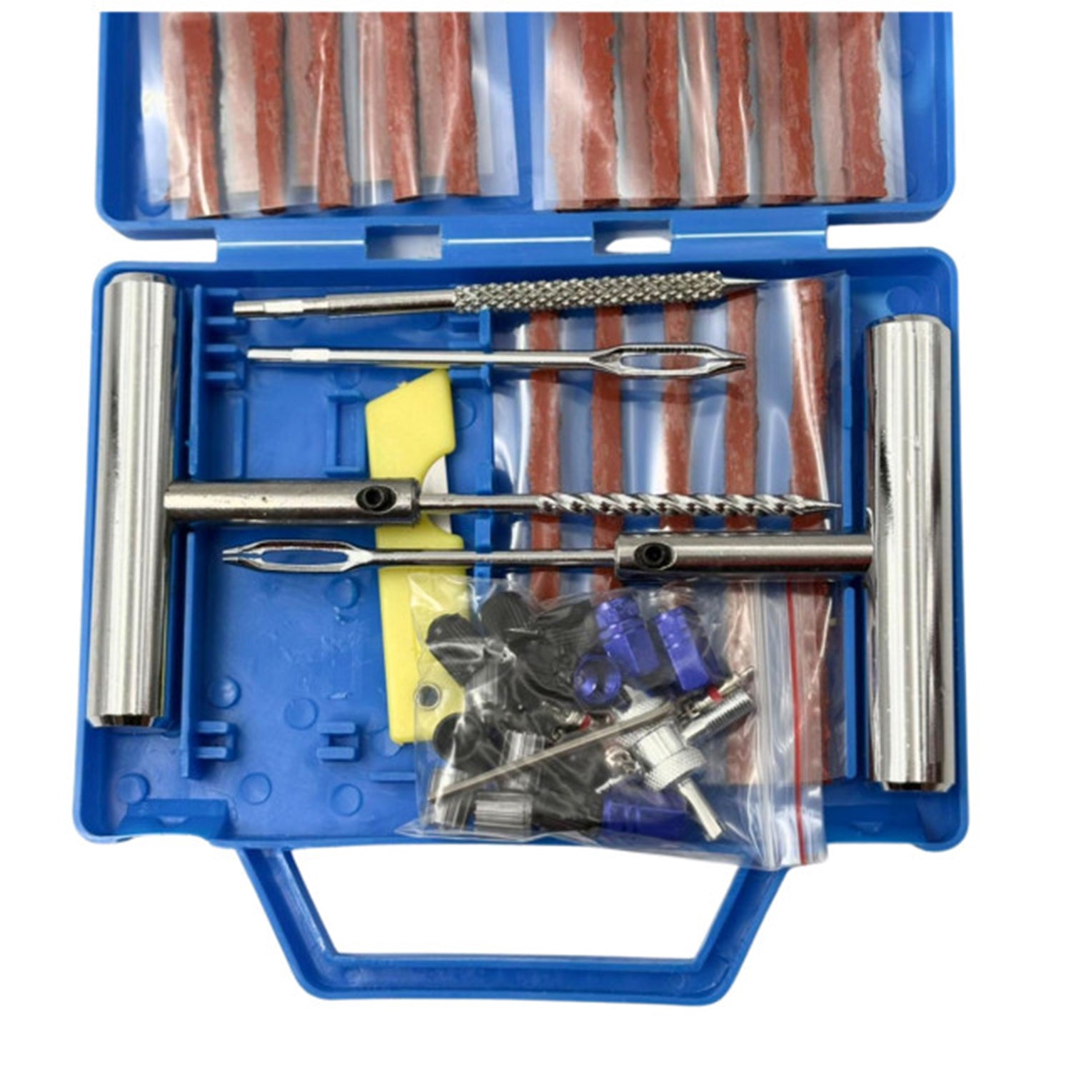 Kit riparazione pneumatici auto - kit foratura moto tubeless - emergenza per ripara gomme auto - kit riparazione gomme, strisce di riparazione, 53 pezzi