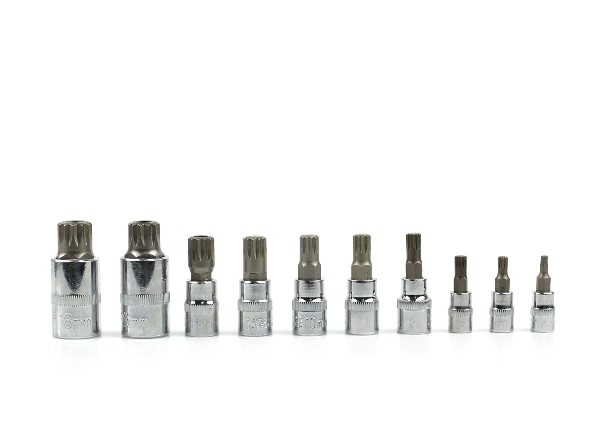 Set di 10 chiavi a bussola XZN Spline, tipo M, M4-M18 per 1/2", 1/4", set di punte a doppia scanalatura, 10 pezzi