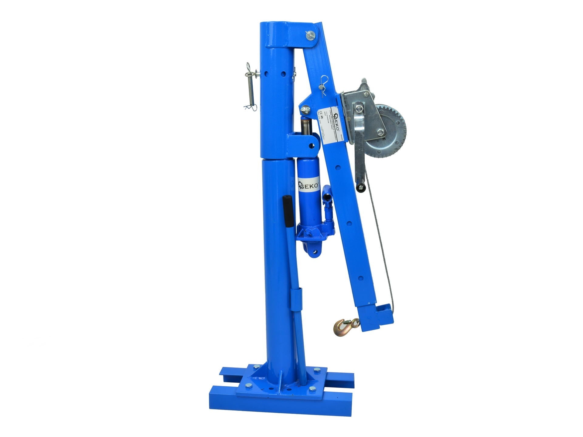 Gruetta per pick up idraulica con verricello max 450 kg, girevole a 360°, gru di sollevamento, piede massiccio per montaggio a terra, da 35 a 1330 mm, lunghezza del braccio da 78 a 130 cm (bloccabile in 4 lunghezze)
